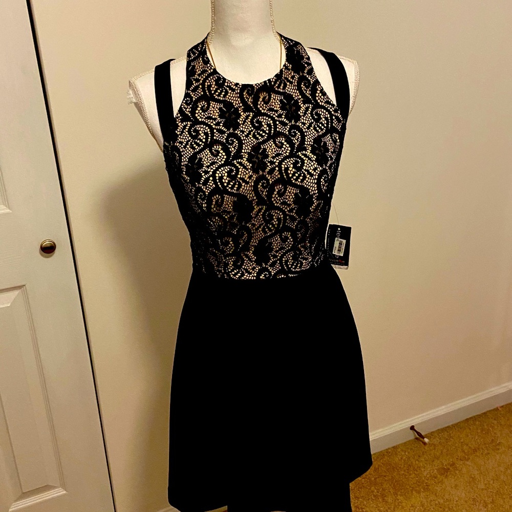 BNWT Lace crisscross halter skater dress